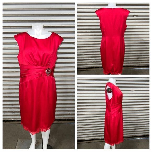 Coldwater Creek red cap sleeve evening, cocktail dress w/rhinestone accents p 16 - Picture 10 of 10